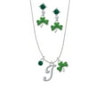 thumbnail image 2 of Delight Jewelry Silvertone Small Gelato Script Initial - I - Green Shamrock Necklace and Clover Earrings Jewelry Set, 2 of 5