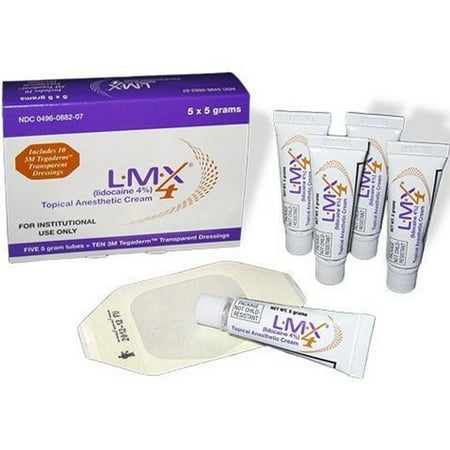 L.M.X.4 Topical Anesthetic Lidocaine Cream, 5 g, 5 Pack