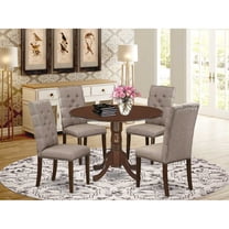 East West Furniture DLEL5-MAH-16 5 Piece Dublin Kitchen Dining Table Set - Dark Khaki & Mahogany