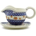 thumbnail image 3 of Polish Pottery 21 oz Gravy Boat with Saucer (Pumpkin Spice Theme) Hand Painted in Boleslawiec, Poland + Certificate of Authenticity, 3 of 6