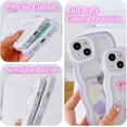 thumbnail image 4 of Compatible with iPhone 12 Mini Case Clear with Floral Design for Women Girls,Aesthetic Cute Wavy Flowers Soft Shockproof Cell Phone Cover for iPhone 12 Mini 5.4 Inch (Tulip/Blue), 4 of 9