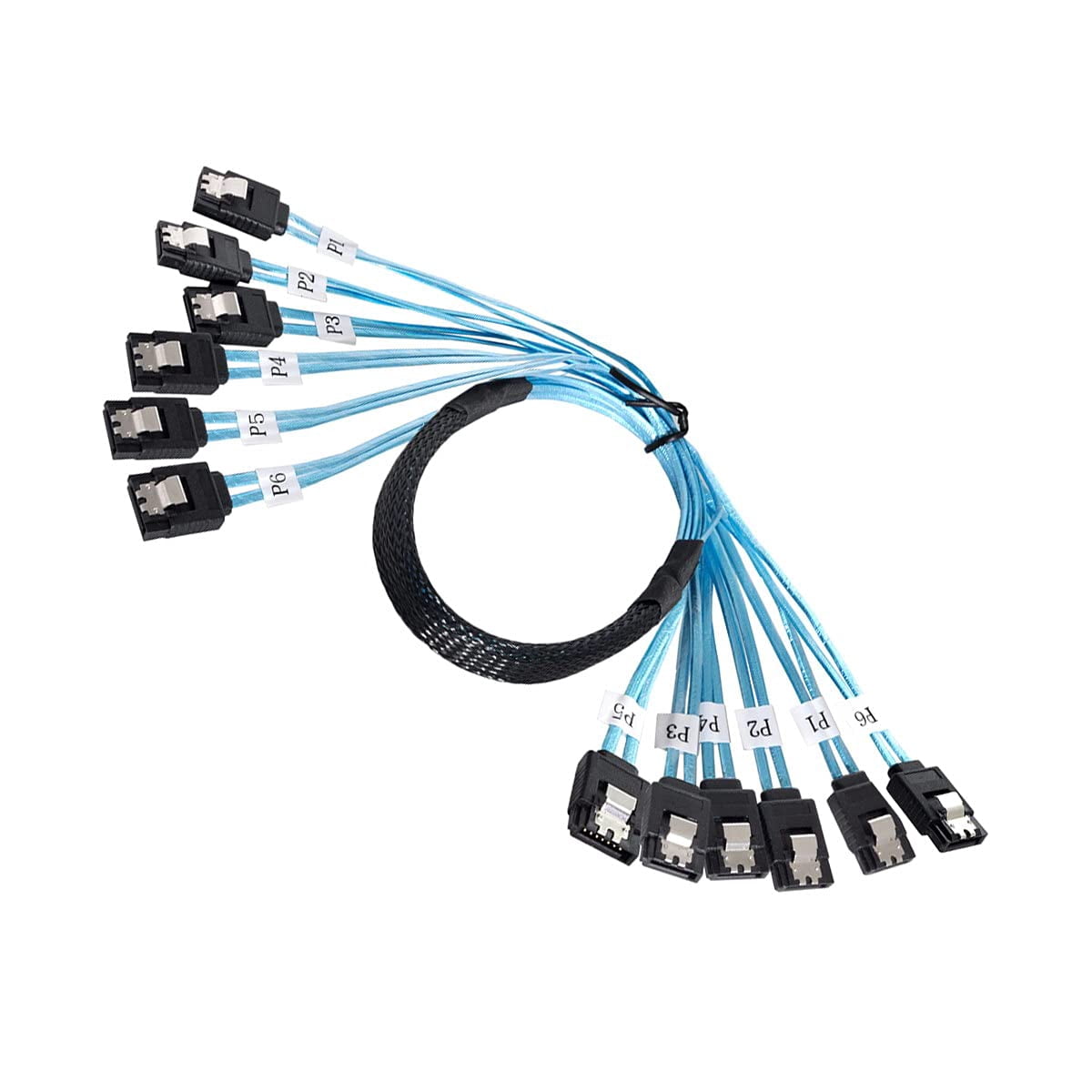 HRTGFD-Cablecc Internal 6 SATA 7pin to 6 SATA 7pin Target SSD Hard Disk 6Gbps Data Server Raid Cable