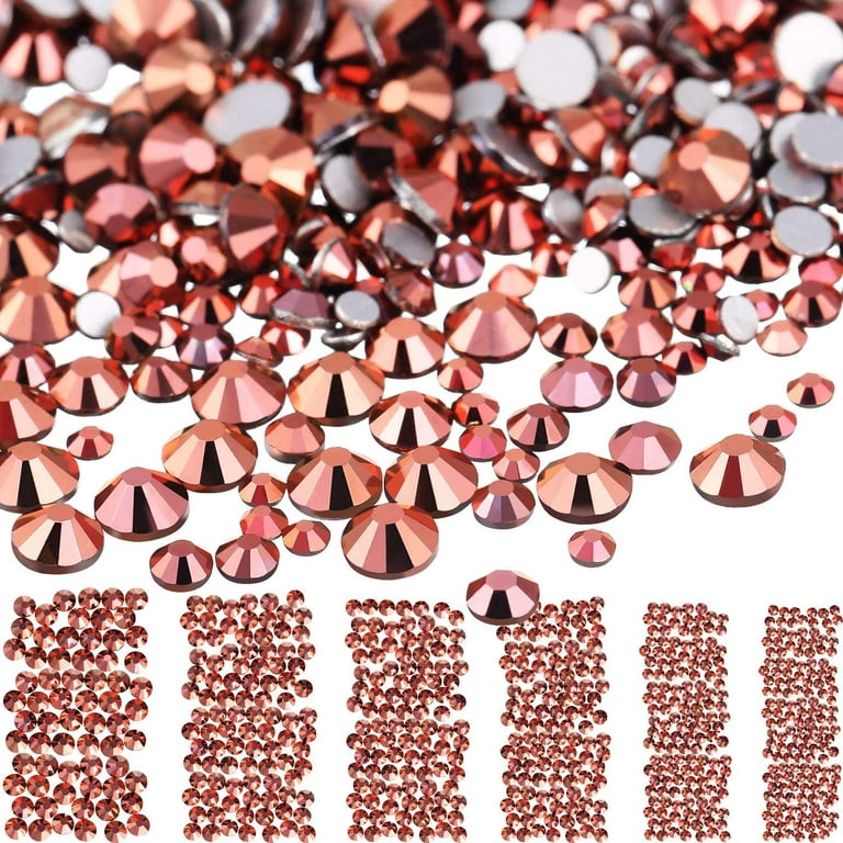 NOGIS 3600 Pieces Flatback Rhinestones for Crafts,Nail Gems Gemstones  Crystals Jewels,Craft Glass Diamonds Stones Bling Rhinestone (SS4~SS12 Rose  Gold) 