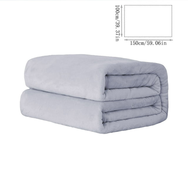 Flannel Air Conditioning Blanket 39x59in Solid Color Velvet Fleece Cover Lightweight Washable Sofa Throw Gray