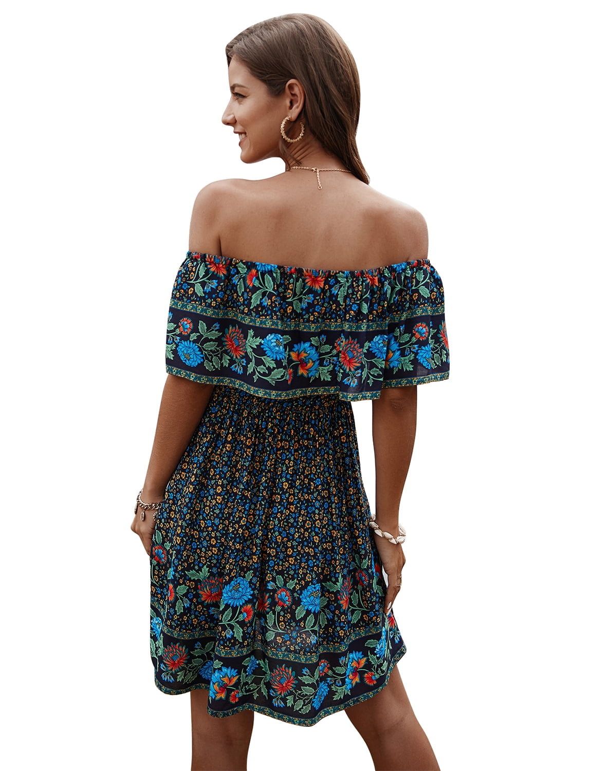 off shoulder elastic dress