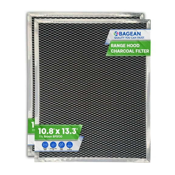Range Hood Charcoal Filter for 10.81” x 13.31” BPSF30 99010308 Broan Range Hood Filter Replacement - Carbon Ductless Exhaust Hood Filter - Filters and Freshens the Kitchen Air Over the Oven (2-Pack)