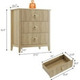 thumbnail image 3 of Garvee Fluted Dresser for Bedroom 27.5" Wide, 3-Drawer Wood Dresser Nightstand for Bedroom, Modern Chest of Drawers, Storage Organizer Cabinet for Living Room, Hallway, Entryway, Natural Oak, 3 of 9