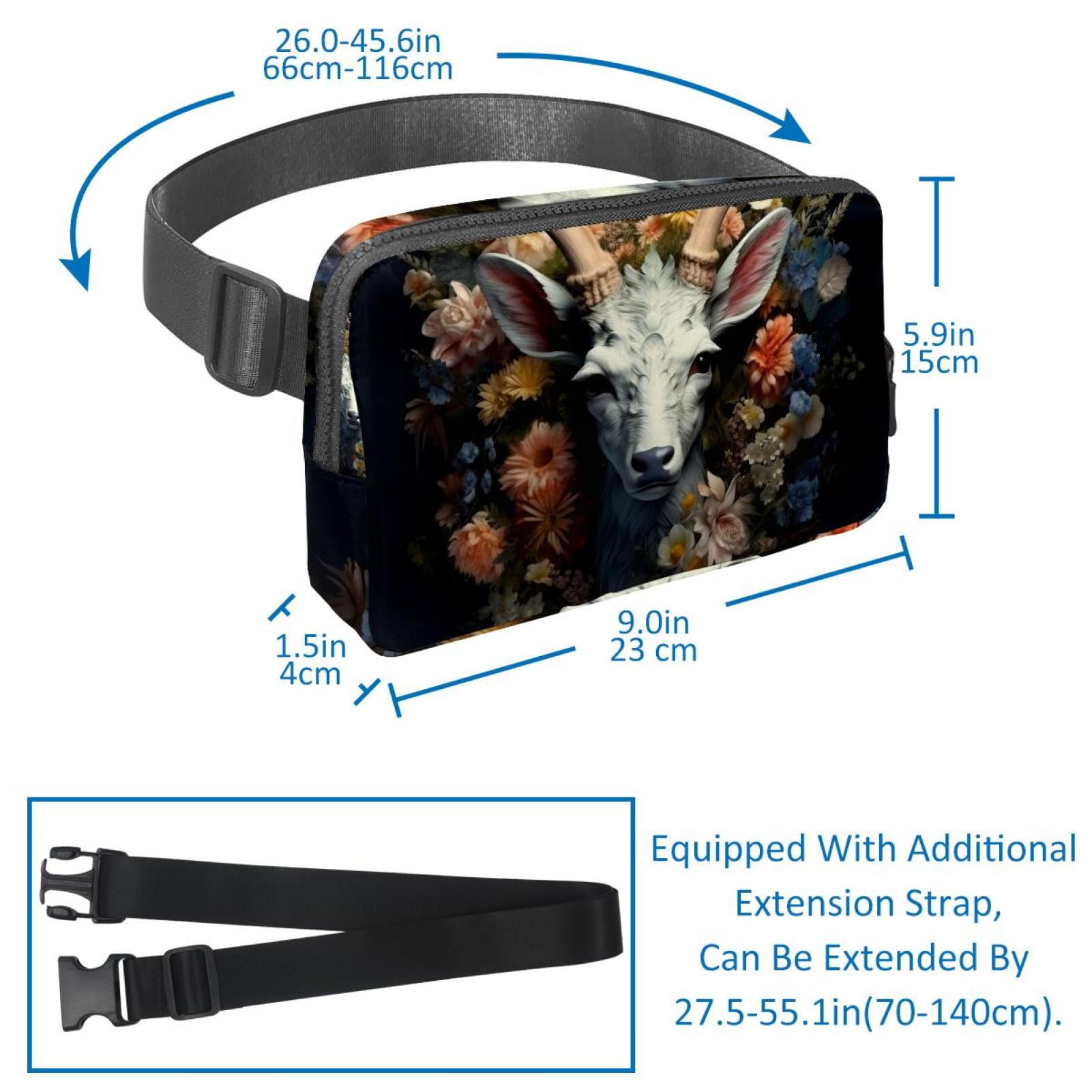 Floral Lightweight Running Belt Waist Bag with Extension Strap and Money Belt - Unisex