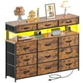 thumbnail image 6 of Romorgniz Dresser for Bedroom with 12 Fabric Drawers Wide Dresser with LED Lights & Charging Station Chest of Drawers with Acrylic Sheet, Rustic Brown, 6 of 9