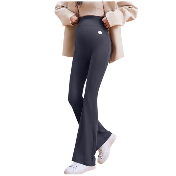 SBYOJLPB Maternity Bell Bottom Trousers Elastic Waist Stretchy Lounge Pants In Solid Color
