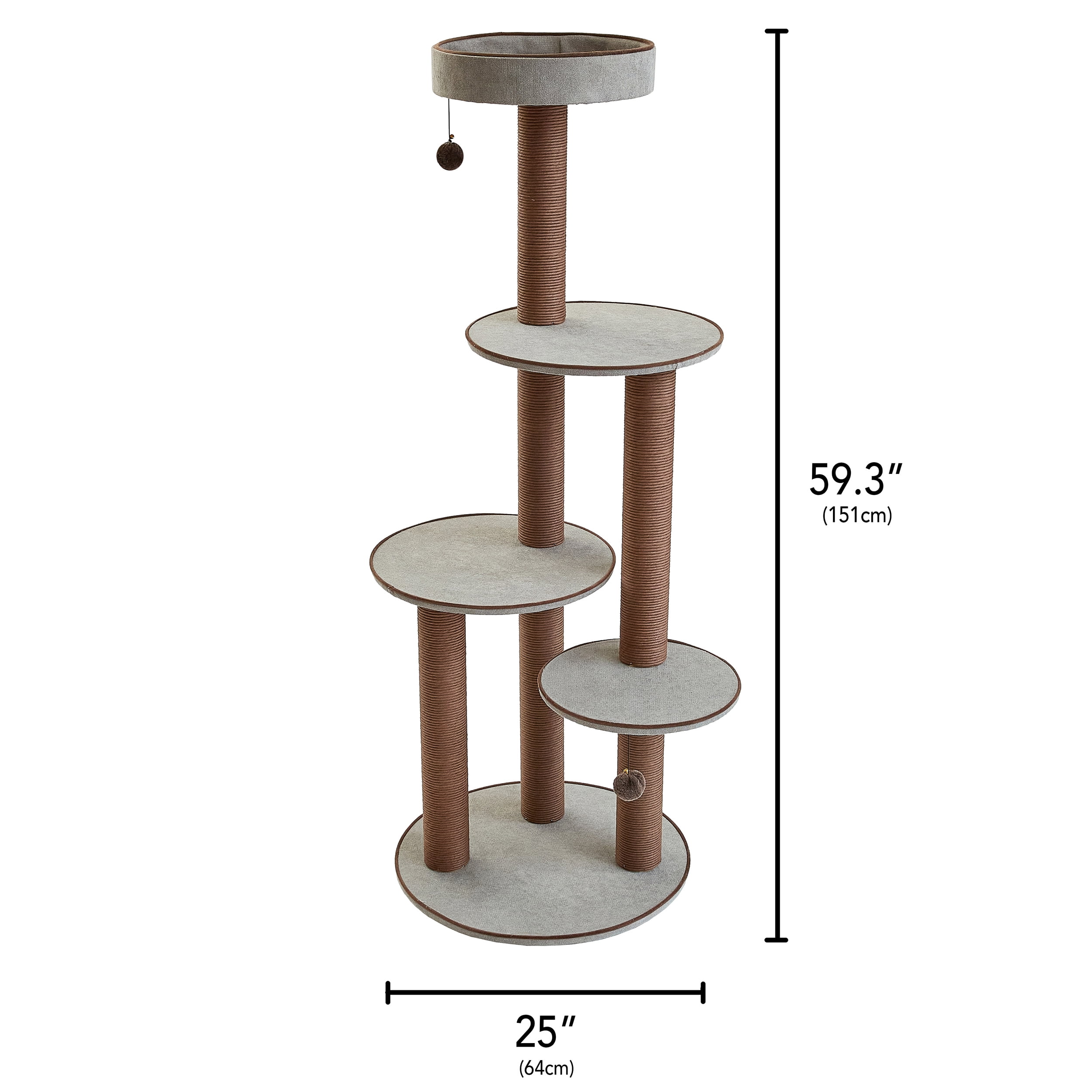 Two by Two Bloomfield - Gray Scratching Post Cat Furniture - 59.3 in. Tall