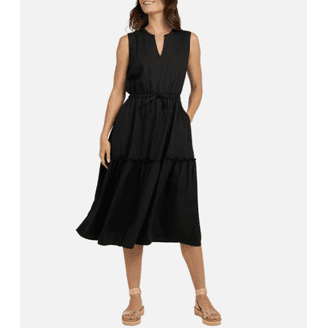 chinese dress ladies Black Sleeveless V Neck Tiered Lace Maxi Dress