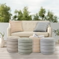 thumbnail image 3 of 20" Orange And White Polyester Round Striped Indoor Outdoor Pouf Ottoman, 3 of 10