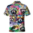thumbnail image 3 of Polo Raccoon Neon Hawaiian Shirts For Men Vacation Aloha Mens Polo Shirts Short Sleeve Shirts, 3 of 7