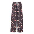 thumbnail image 4 of Women's Fashion Pocket Valentine's Day Print Stretch Adjustable Drawstring Wide Leg Pants, Elastic Waist Holiday Pants, Casual Lounge Wear for Women,Dark Gray,2XL, 4 of 6
