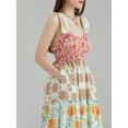 thumbnail image 6 of Mevireiy Women Y2K Flowy Smocked Maxi Dress Sleeveless Tie Shoulder Boho Floral Beach Sundresses, 6 of 8