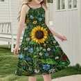 thumbnail image 7 of 11-12 Years Girls' Summer Floral Dress Kids Sleeveless Square Neck Smocked Flowy Dresses 5-14 Years, 7 of 7