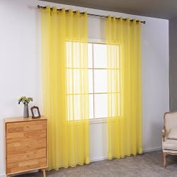 Chenweizhi Solid Color Sheer Curtain, Golden yellow Sheer Window Curtain for Living Room Bedroom, 39.37 x 78.74 Inches Transparent Voile Curtain Panel, Light Filtering Sheer 1 Piece Decoration