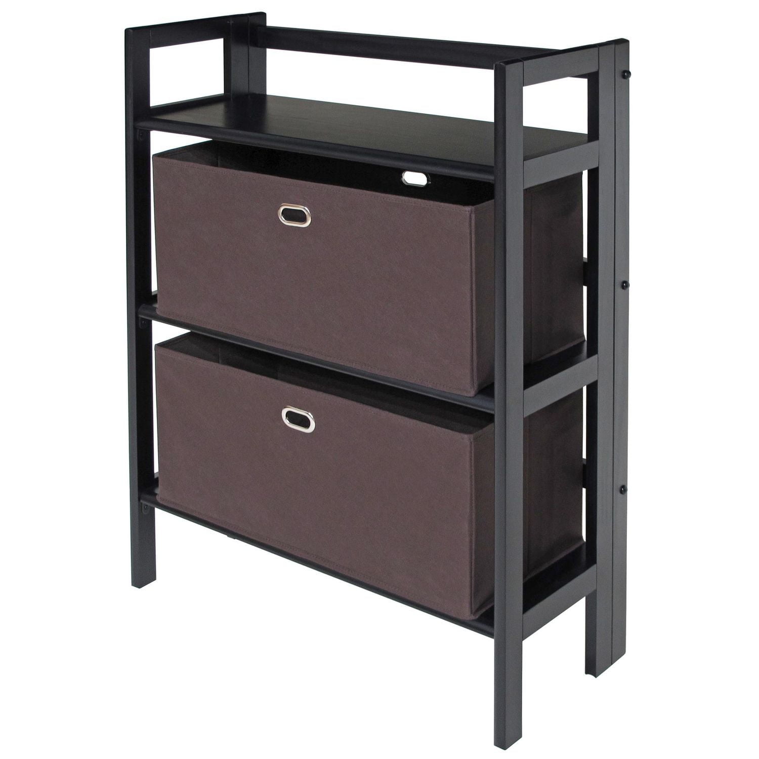 Torino 3-PC Set Folding Bookcase w/ Fabric Basket