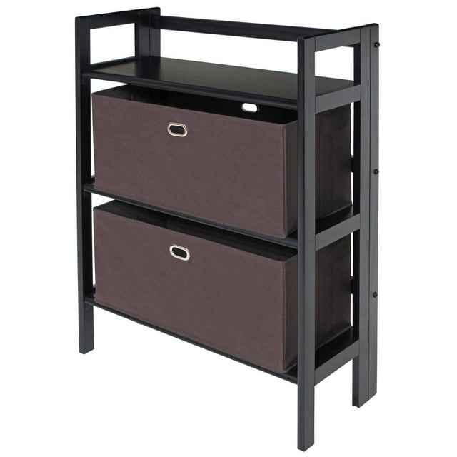 Bibliothèque pliante Torino Ensemble 3 pièces avec panier en tissu