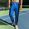 thumbnail image 5 of Maplenight Men's Athletic Track Pants with Side Striped Straight Leg Drawstring Elastic Waist Pant Relaxed Fit Open Bottom Sport Pant for Running Workout, 5 of 7