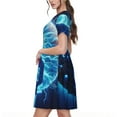 thumbnail image 2 of Naloa Blue Yin And Yang Print Womens Summer A-Line Dress with Pockets,Short Sleeve Dresses,Flowy Beach Swing Dress for Vacation Travel, 2 of 6