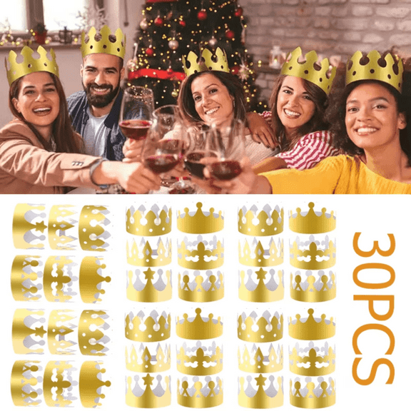 30 Pieces Paper Crowns Gold Party Crown Paper King Hats for Party and Birthday Celebration