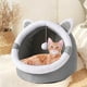 thumbnail image 3 of Camas suaves de felpa para gatos de interior, parte inferior antideslizante con juguete colgante, cama cómoda para mascotas, cueva para gatos/perros , s S Sunnimix Casa de camas para gatos, 3 of 8