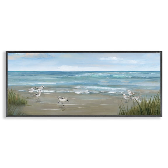 Stupell Industries Rustic Lodge Sandpiper View From Beach Black Framed Giclee Art, 24 x 10, by Nan
