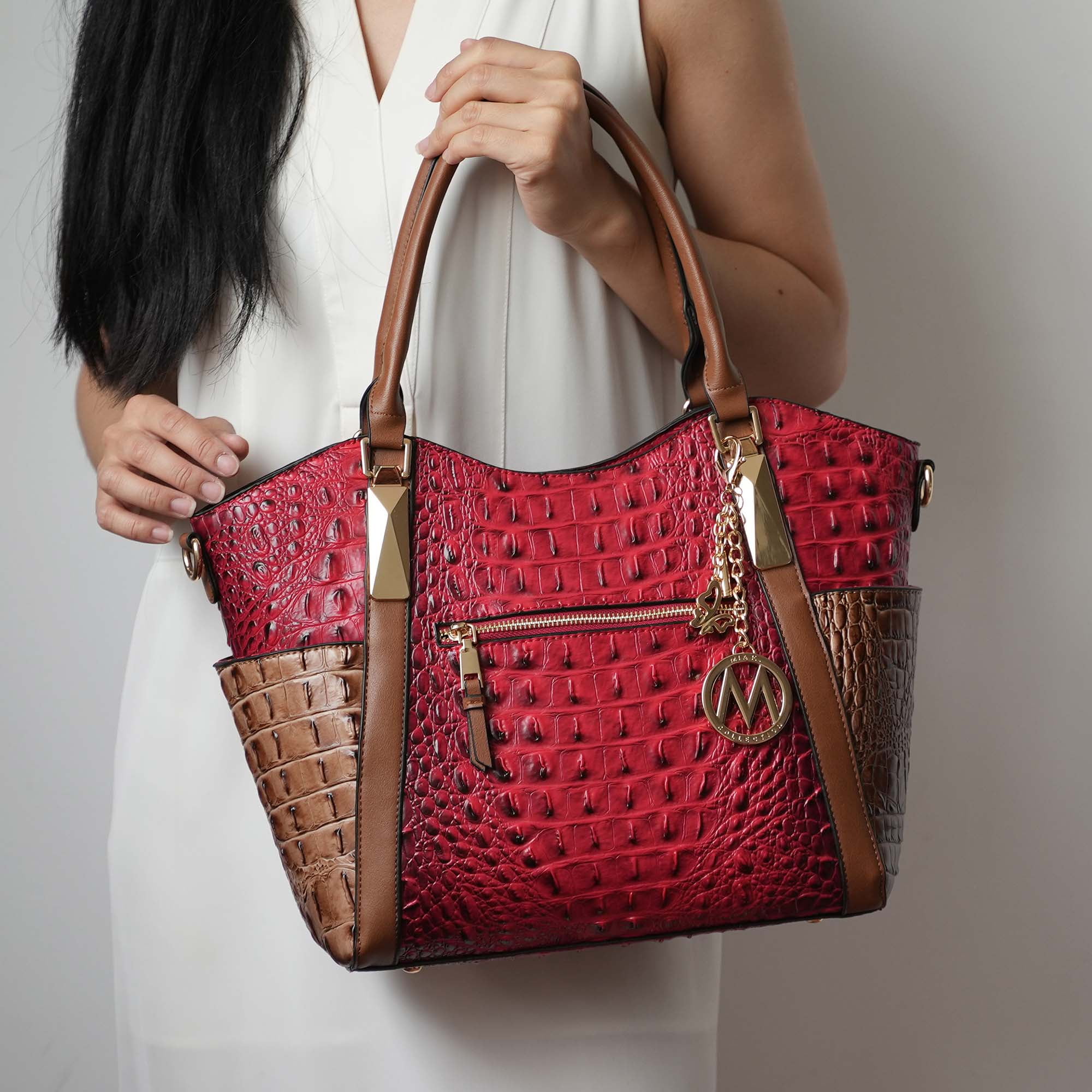 MKF Collection Janise Women's Tote Bag, Crocodile embossed Shoulder Bag Handbag Purse by Mia K