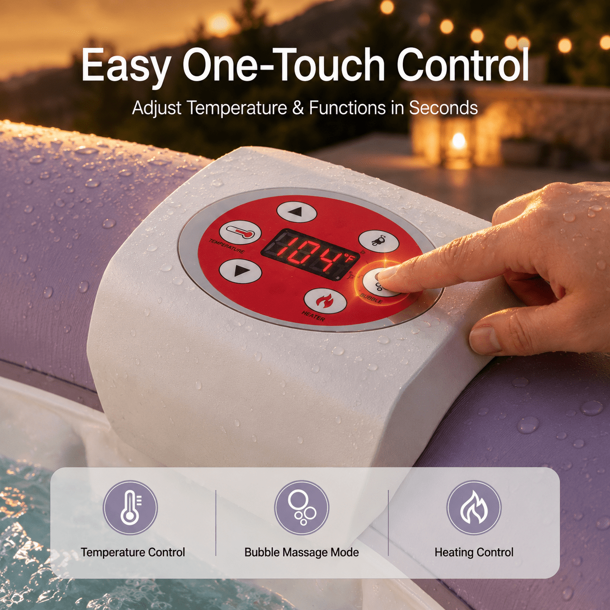 Segmart Inflatable Hot Tub for 2-4 People, Portable Outdoor Spa w/Built-in Pump, Home Spa Tub w/ 110 Bubble Jets, Heating & Filtration System, Includes Cover, Ground Mat & 2 Cup Holders