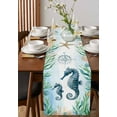 thumbnail image 4 of Coastal Seahorse Table Runner 108 Inches, Blue Green Ocean Starfish Coral Nautical Bed Runner Dresser Scarves Tabletop for Indoor Outdoor Parties/Ceremony/Banquet, 13"x 108", 4 of 8