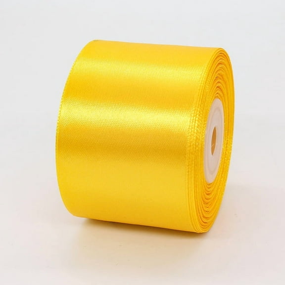 2 inch yellow Satin Ribbon 22m Solid Fabric Ribbons Roll for Gift Wrapping, Satin Weddings,Flower Bouquet, Invitations,Sewing,Party Decorations, Holiday Decorating and More
