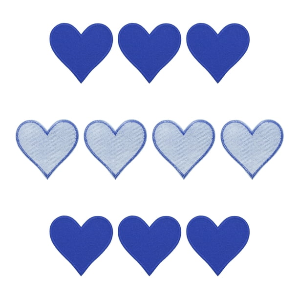 Parche de corazón Uxcell azul, parche de planchar, apliqué bordado de 2.8x2.68 pulgadas para reparación de ropa, mochila, 10 piezas
