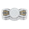 thumbnail image 2 of 0.40 Carat (Ctw) 14K White Gold Round Champagne & White Diamond Ladies Micro Pave Swirl Split Shank Engagement Ring Set, 2 of 4
