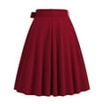 thumbnail image 4 of 1950's Vintage Pleated Skirt Women High Waist A-line Retro Flared Midi Skirts with Tie, 4 of 5