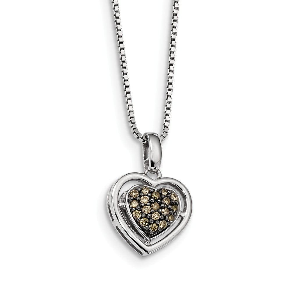 silver pendant Solid Sterling Silver 925 gold plated  champagne pave diamond heart pendant diamond pendant goldplated pendant.