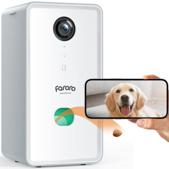 Faroro Dog camera with Treat Dispenser, 24g and 5g WiFi Pet camera with Two Way Audio and 1080P Full HD Night Vision for Treat Tossing and Monitoring Your Pet Remotely