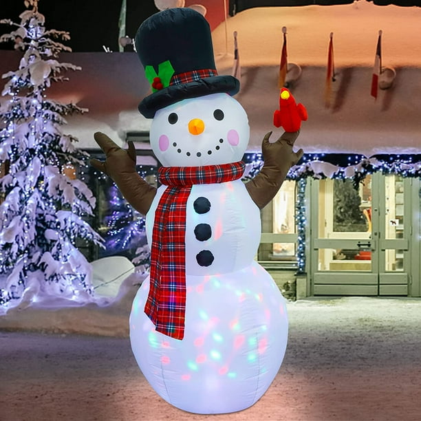 6 Ft Christmas Inflatable Snowman With Built In Colorful Rotating Led 