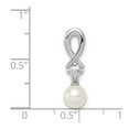 thumbnail image 2 of 925 Sterling Silver Polished Freshwater Cultured Pearl Diamond Pendant Necklace Measures 31x6mm Wide - Chain Necklace fo, 2 of 2