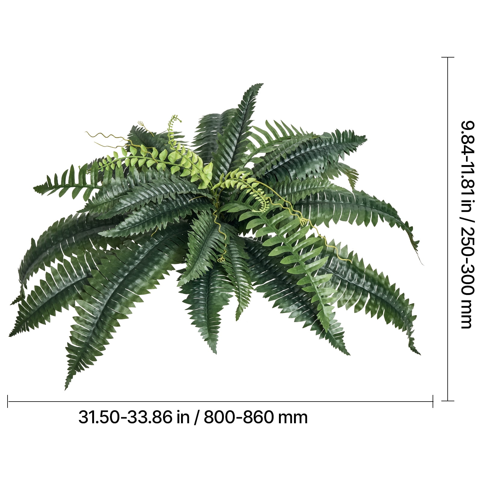 VEVOR Artificial Ferns 2 Pcs, Natural Spread Diameter 31-34 Inch, Large Hanging Artificial Boston Ferns, Fake Plant Wall Decor with 30 Branches, Faux Fern for Home and Office (Flowerpot Unincluded)