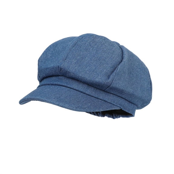 Denim Newsboy Cap with Soft Brim, Unisex Casual Peaked Hat, Vintage Style Everyday Headwear