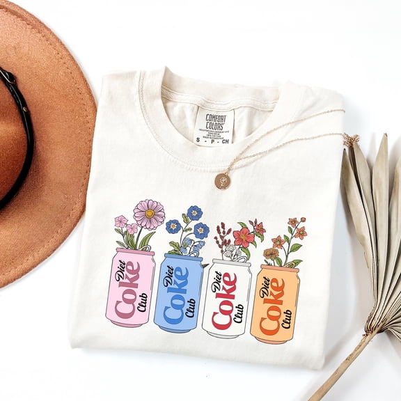 Diet Coke Club T-Shirt, Floral Soda Can Graphic Tee, Funny Soda Lover Shirt, Diet Coke Gift for Women, Tee, Cute Drink Shirt