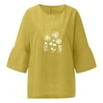 thumbnail image 4 of Blouse d'Été pour Femmes, Imprimé Aguichant d'Été, Boutons Réguliers, Col Rond, Manches Courtes, Haut à Manches Courtes pour Femmes en Liquidation, 4 of 5