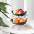 thumbnail image 1 of Moderno frutero Cesta Soporte de almacenamiento Plato de té Bandeja para servir Soporte Estante Decorativo en capas Postre Baño Encimera , 2 niveles verde Baoblaze Cesta de frutero, 1 of 8