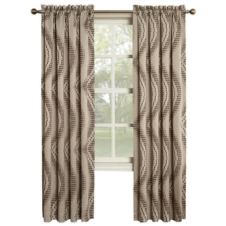 Cool Chroma Window Curtain Panel With Wave Tile Pattern Rod