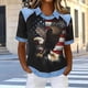 thumbnail image 4 of Mujeres de Verano Tops Casual Cuello Redondo de Moda Pascua No Posicionamiento Impreso Manga Corta Solapa Superior para el Hogar Y el Uso Diario, 4 of 7