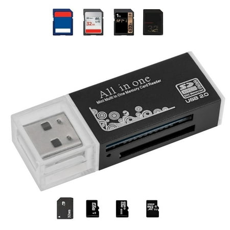Acuvar Ultra High Speed Memory Card Reader & Writer for SD SDHC SDXC MicroSD MicroSDHC MicroSDXC Computers and All USB Enabled Devices Plug and Play OSX Windows Chrome (Black)