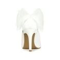 thumbnail image 2 of BLISSFUL STEP Women's Pointed Toe Bow Decor Stiletto Heel Pumps White 6.5, 2 of 7