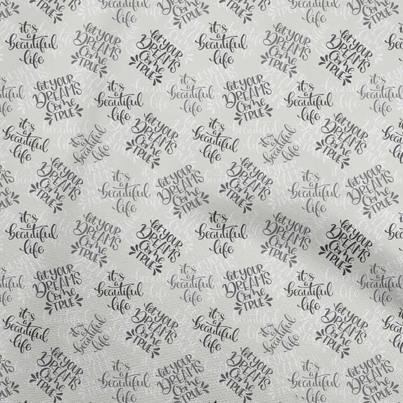 oneOone Rayon Gray Fabric Text Dress Material Fabric Print Fabric By The Yard 56 Inch Wide